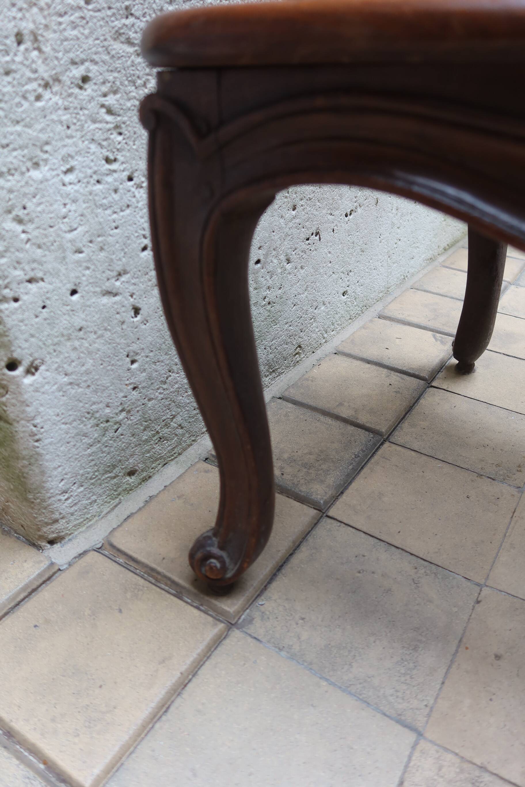 Pair of Louis XV style armchairs in wood and caning.