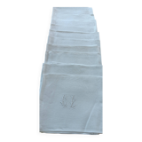 White linen napkins Monogram CB vintage (set of 11)