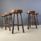 5 tabourets de bar en tronc d'arbre, années 1970