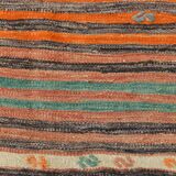 6x7 Pale Red Striped Vintage Kilim Rug, 201x227Cm