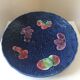 Large Sarreguemines blue slipware fruit bowl