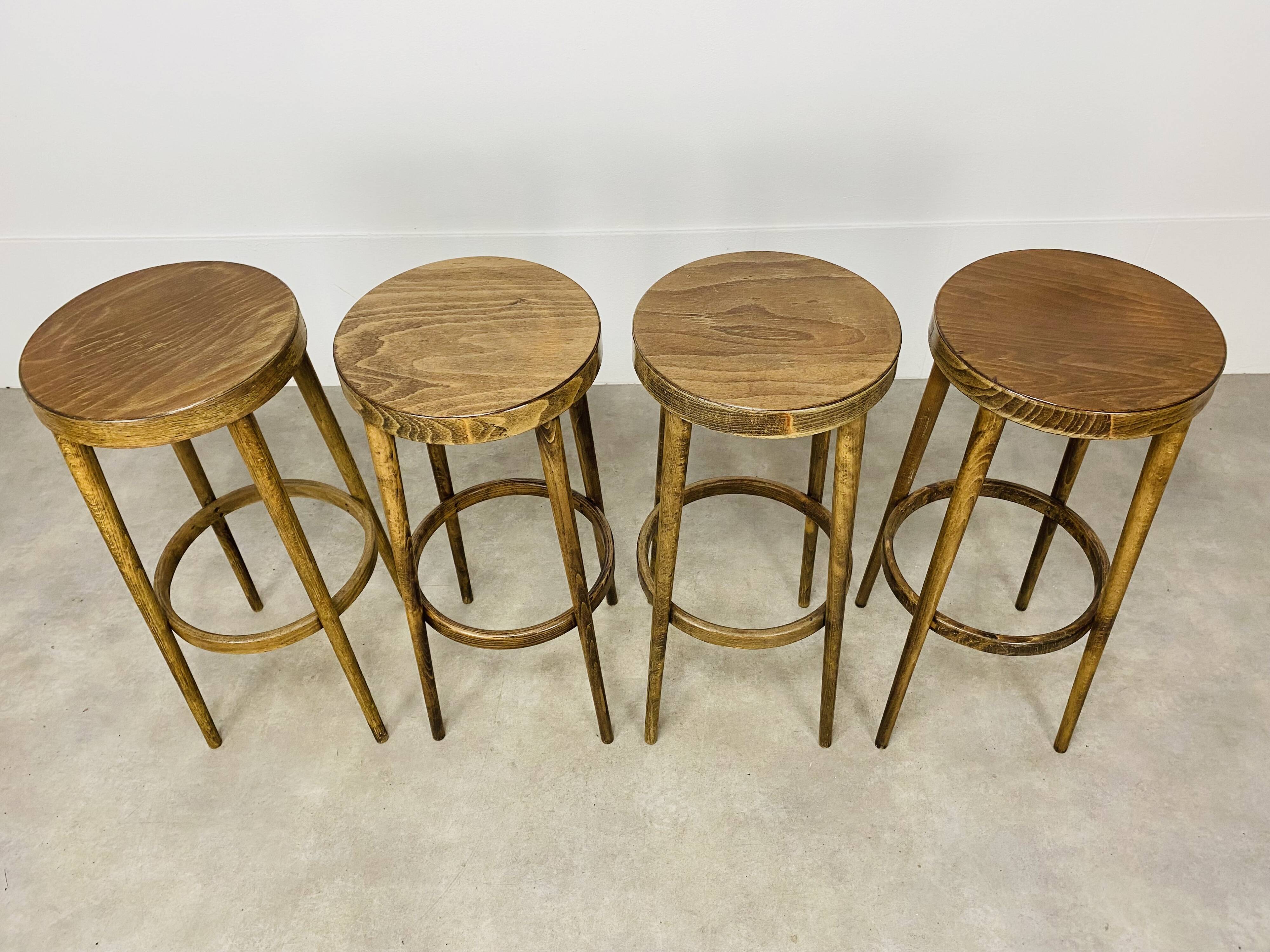 4 bar stools Baumann wood 60s bistro