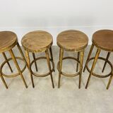 4 bar stools Baumann wood 60s bistro