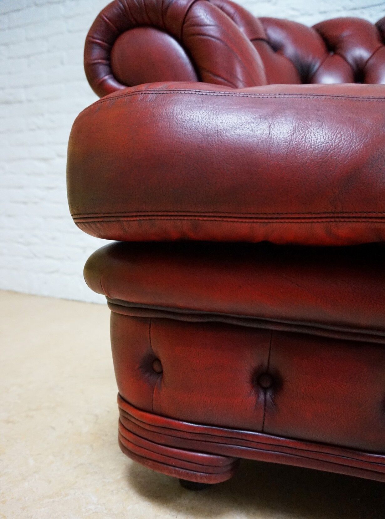 Vintage English Leather Dellbrook Chesterfield Club Chair