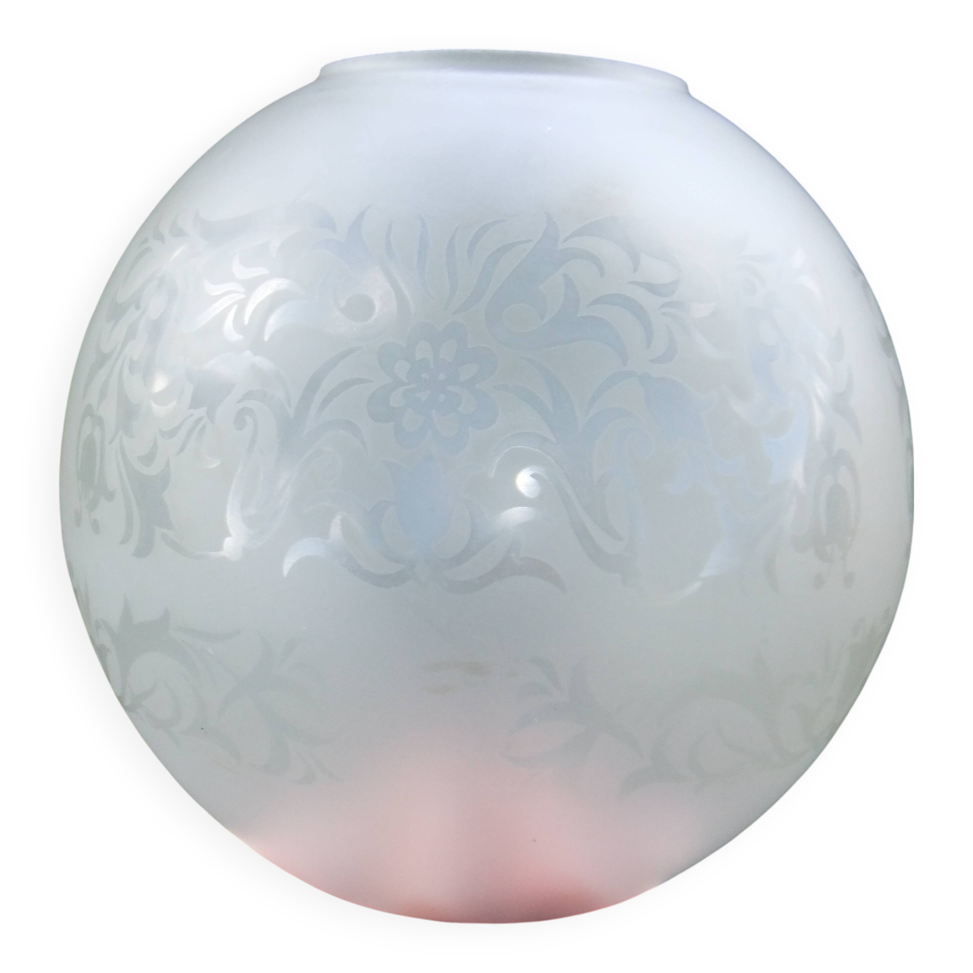 Engraved glass globe tulip oil lamp