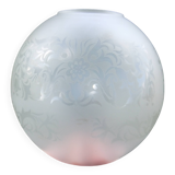 Engraved glass globe tulip oil lamp