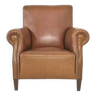 50s club armchair in imitation leather and wood