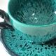 Turquoise Vallauris Braided Ceramic Cup and Saucer by Marius Giuge