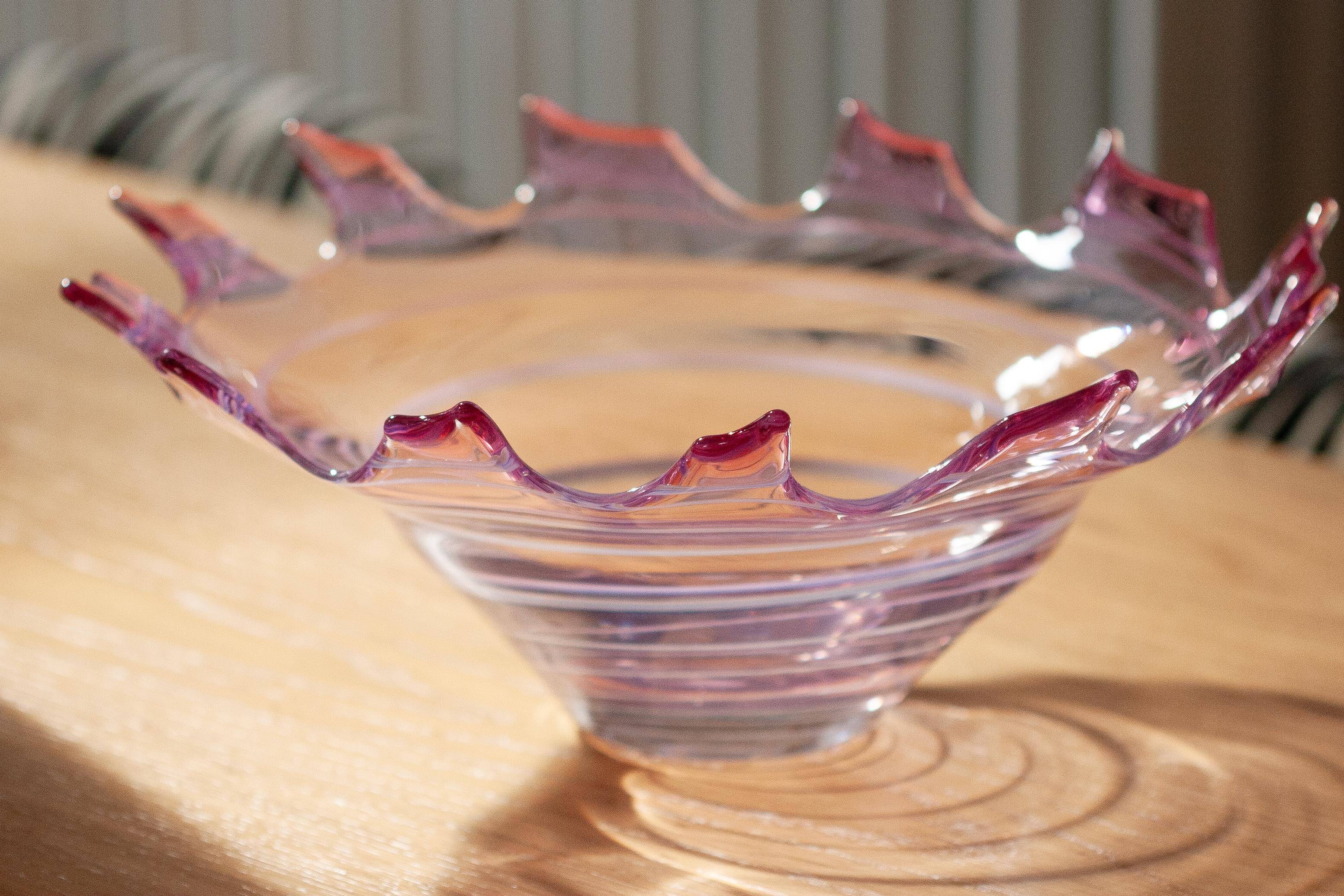 Vintage Rose Murano Mid-Century Decorative Bowl Plate, Italy, 1960s