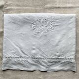 Old hand-embroidered linen sheet
