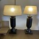 Vintage turned blackened wooden baluster lamp base