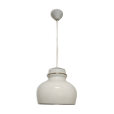 Hanging lamp of the 70s in white opaline