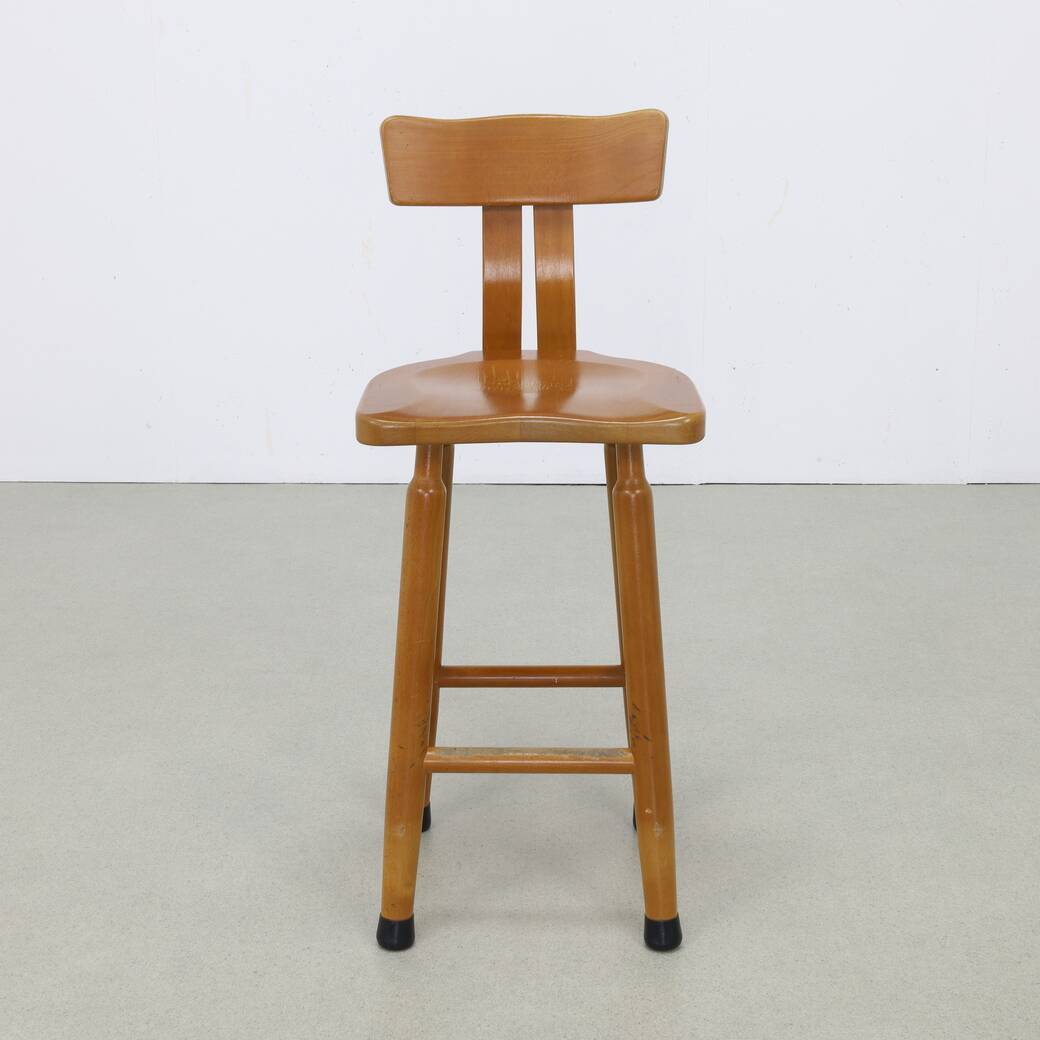 Lot de 4 tabourets de bar vintage en bois