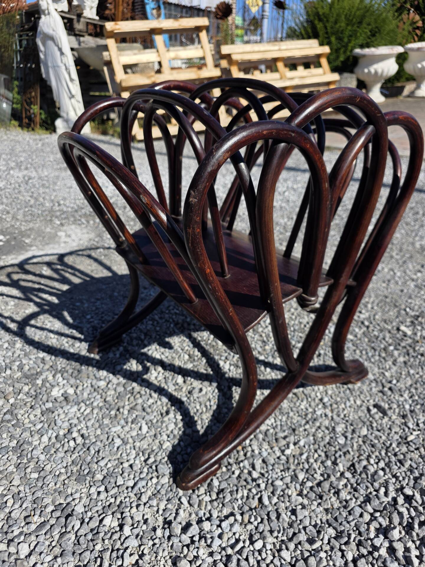 Thonet curved wood magazine rack Art Nouveau