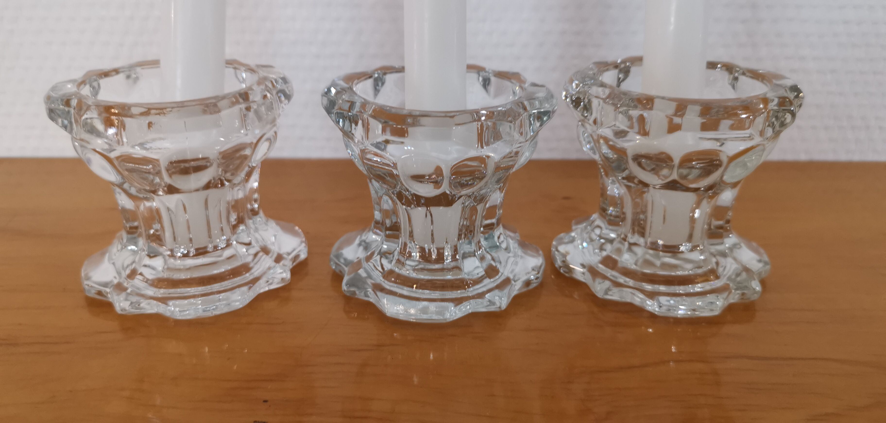 3 Reims glass candle holders France 1970s