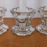 3 Reims glass candle holders France 1970s