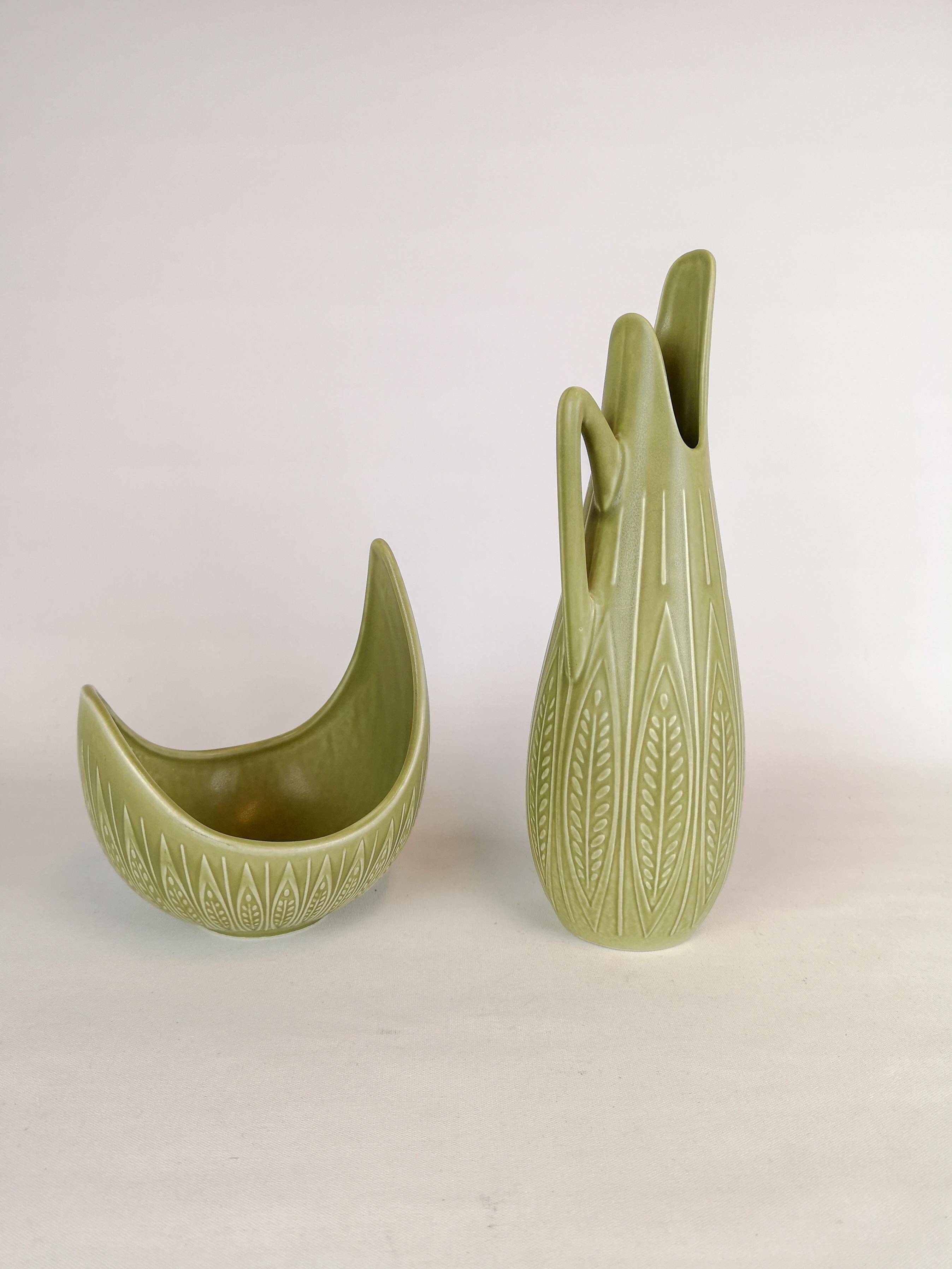 Bol et Vase Céramique Moderne du Milieu du Siècle "Rialto" par Gunnar Nylund pour Rörstrand
