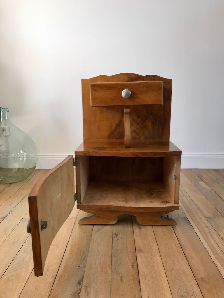 Art Deco veneer bedside table 30s