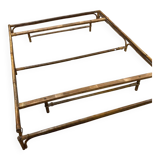Vintage 2-person rattan headboard bed
