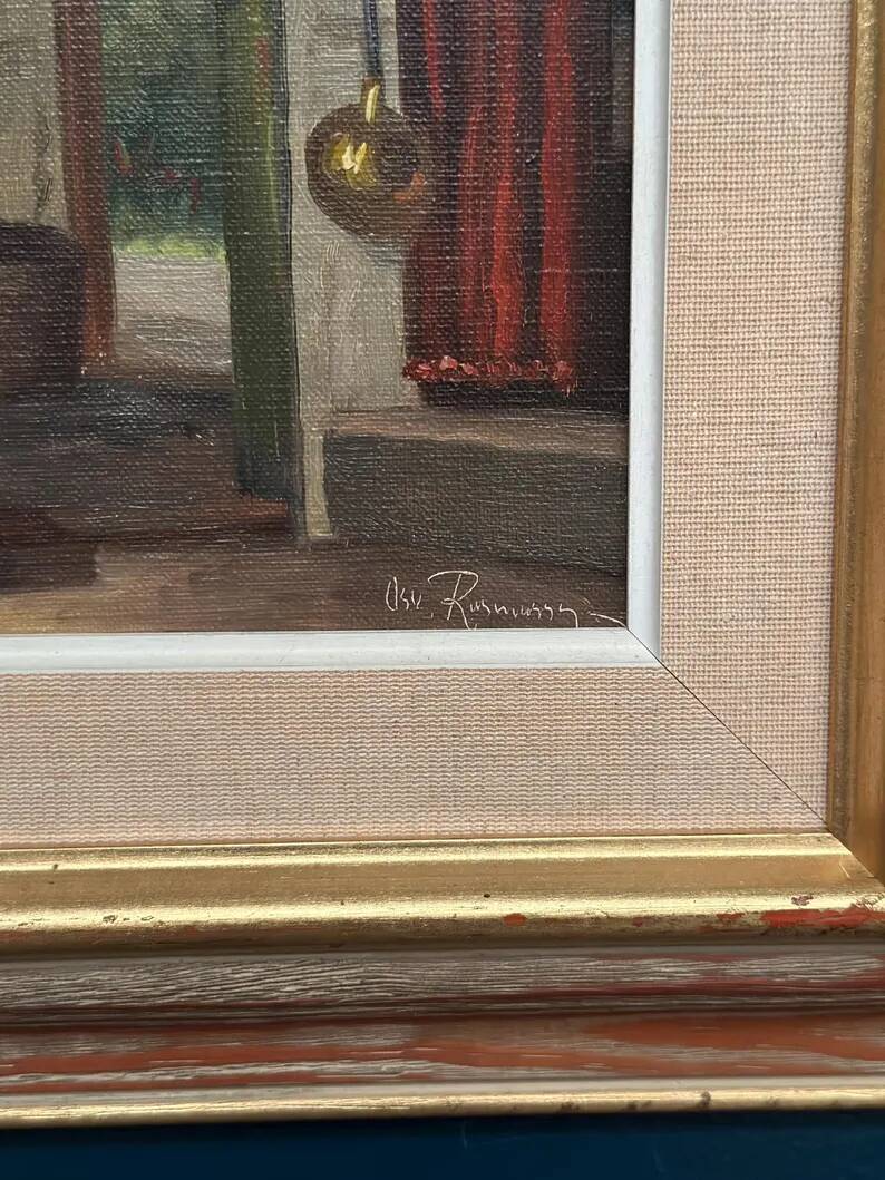 Original Swedish Oil on Canvas – 'Kitchen II' by Osvald Rasmussen – Signed – Vintage and Framed – 41 × 37 cm (16.1" × 14.6")