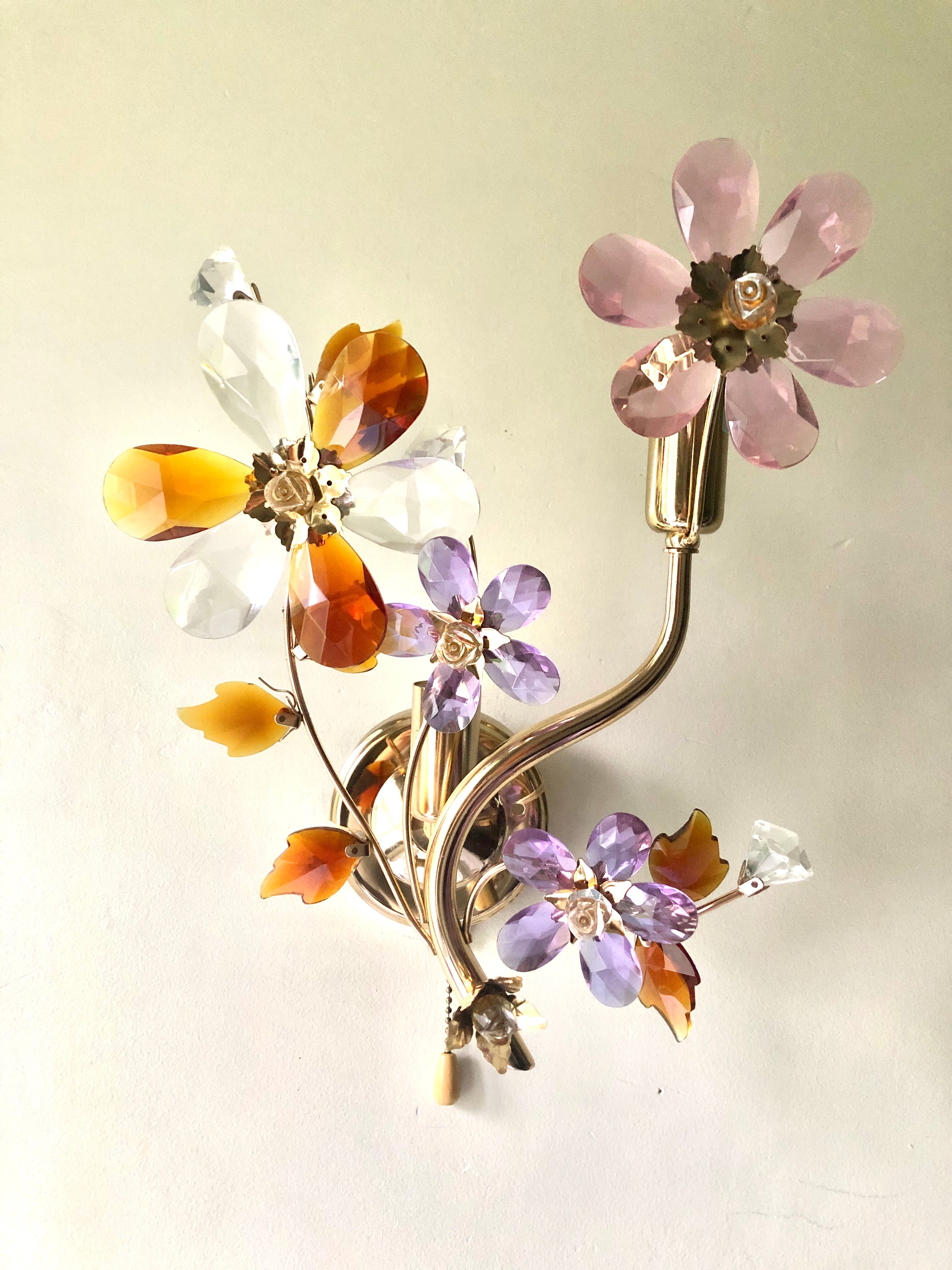 Large wall lamp flowers glass Murano 1970