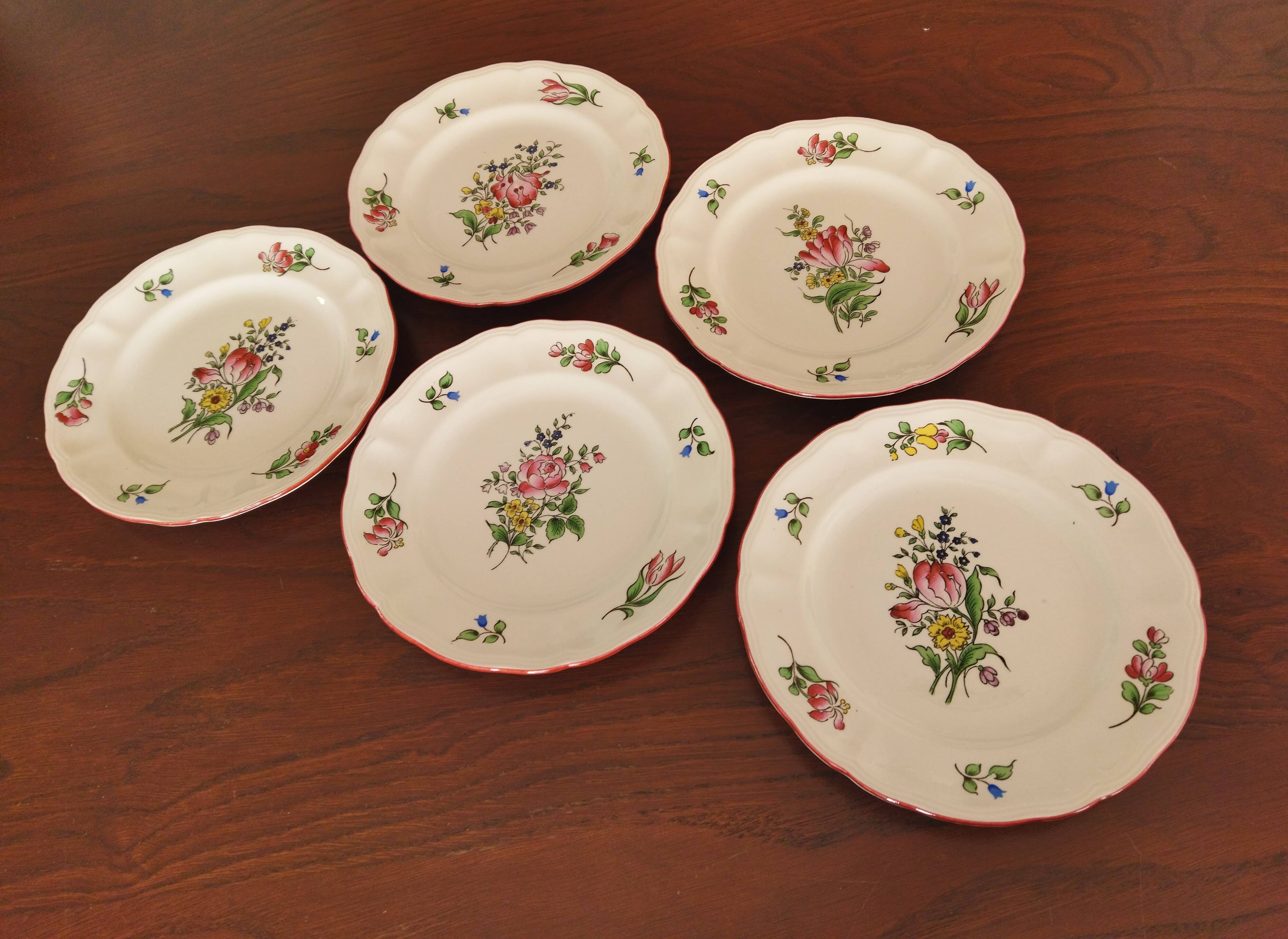5 assiettes à cake "Réverbère fin" KG Lunéville