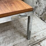 Walnut and modernist chrome coffee table