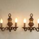 Pair Traditional French Vintage Heavy Brass Empire Style Double Wall Lights