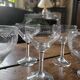 8 vintage stemmed glasses, French glassware, 1950s.