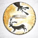 Tripod bonbonnière with "lascaux" decorations 1950-1960