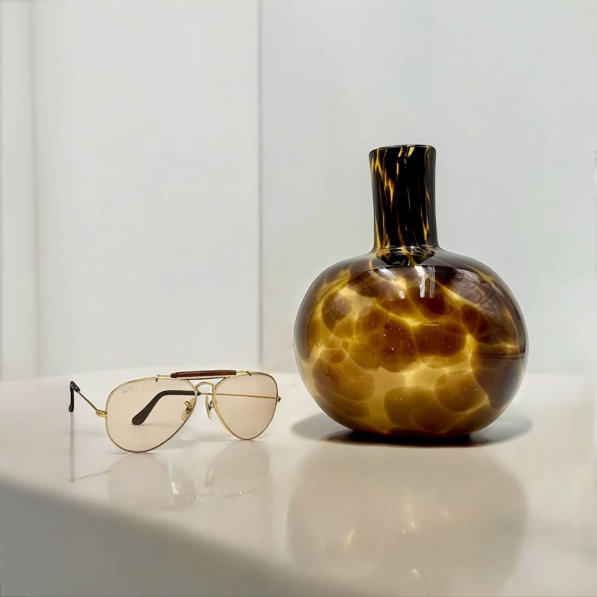 Empoli Blown Glass Vase with Amber and Brown Hues, 1960s