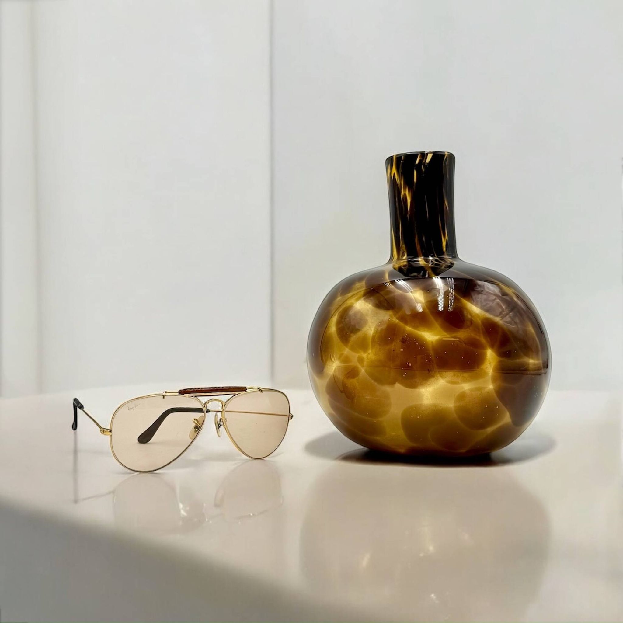 Empoli Blown Glass Vase with Amber and Brown Hues, 1960s
