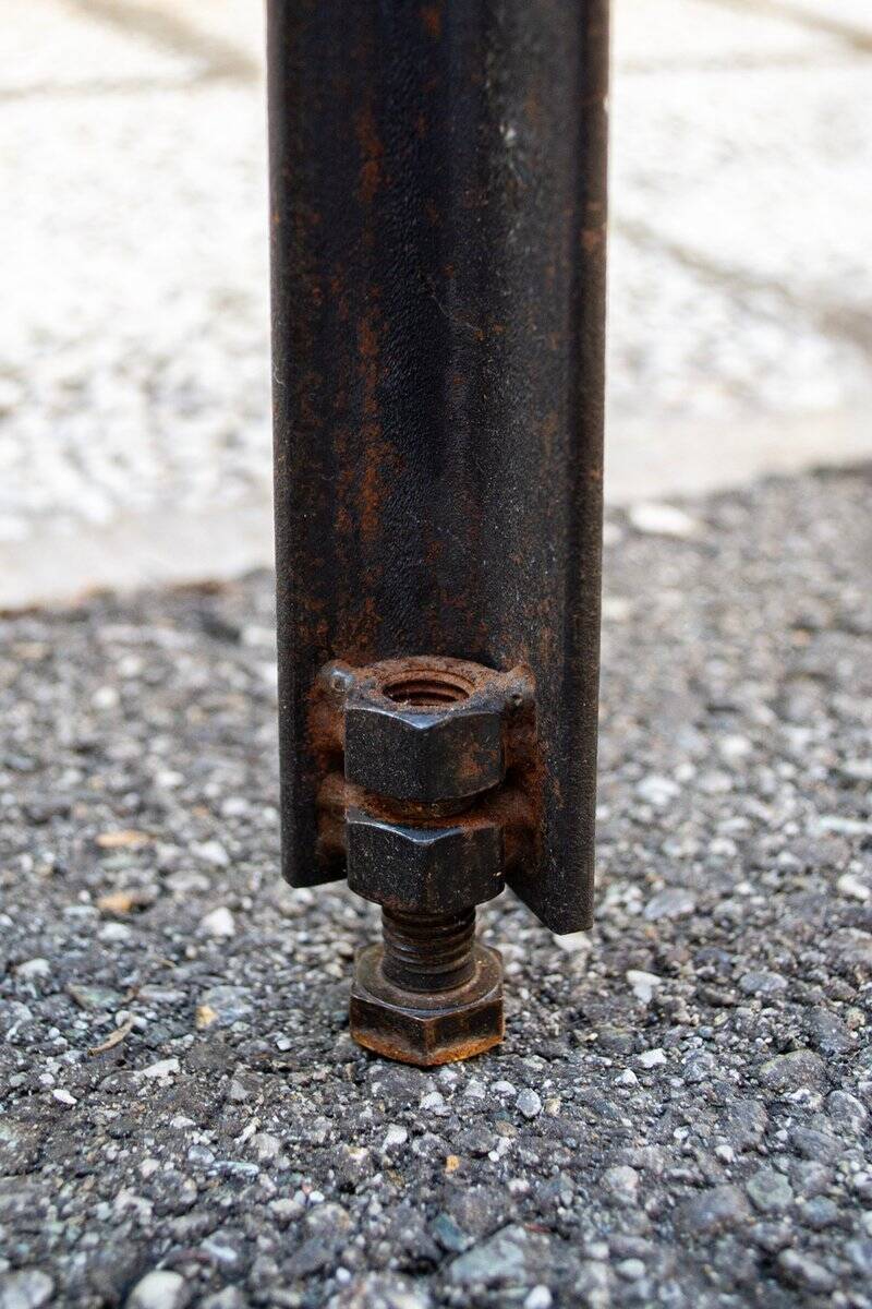 Iron and galvanized sheet metal table by Toni Cordero, 1980s