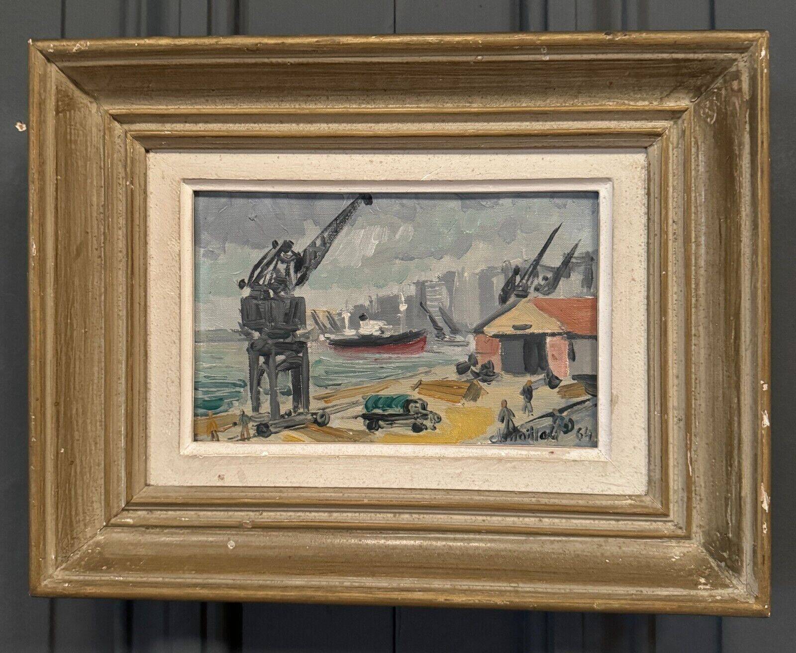 Oil on canvas by Charles Maillard the port of Nantes 20th century