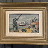 Oil on canvas by Charles Maillard the port of Nantes 20th century