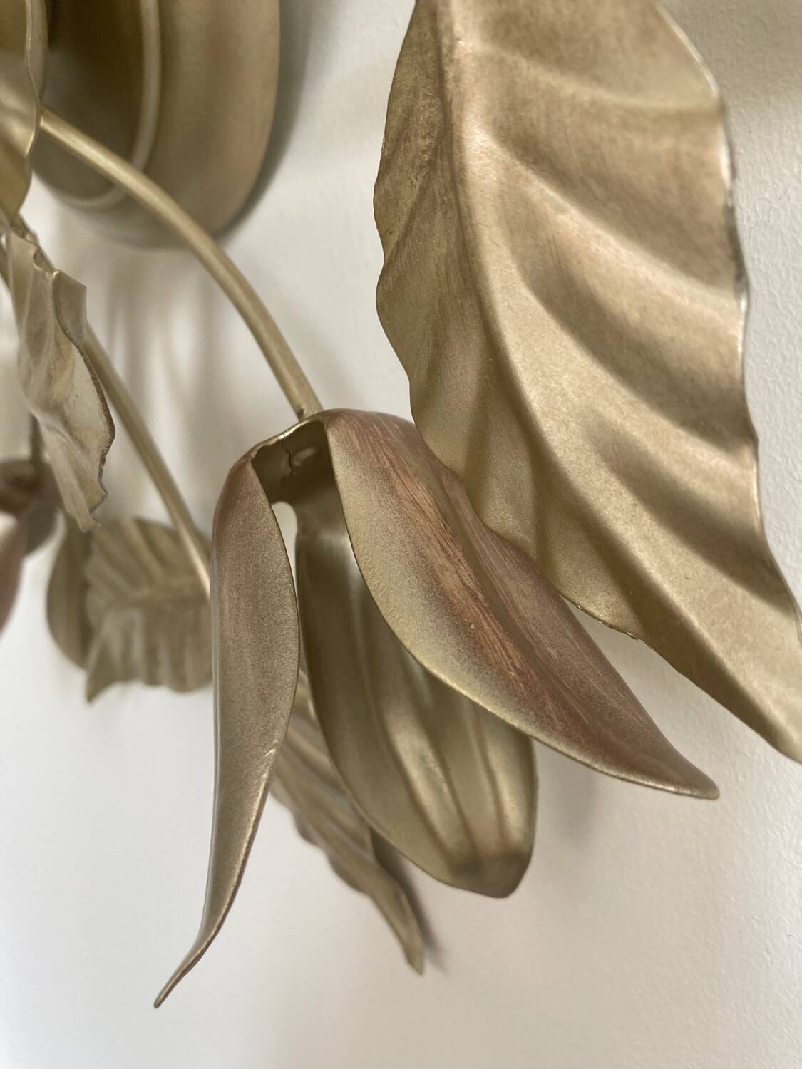 80s gold metal flower wall light