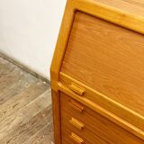 Danish Mid Century Teak Writing Cabinet, Bureau or Secretary Desk with roll top, 1960s
