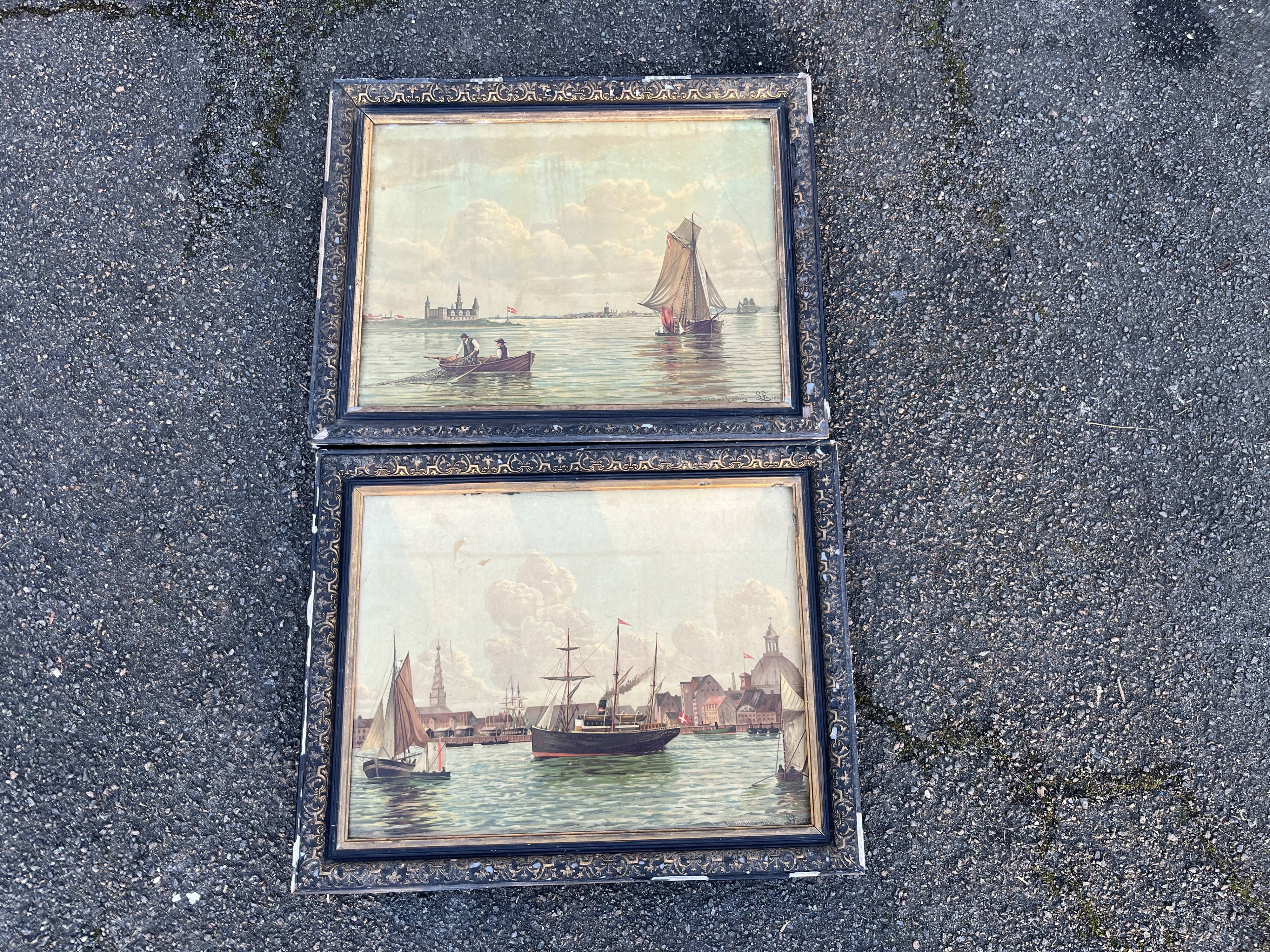 Beautiful Pair of 19th Century Maritime Lithographs in the Style of Frederik Soerense