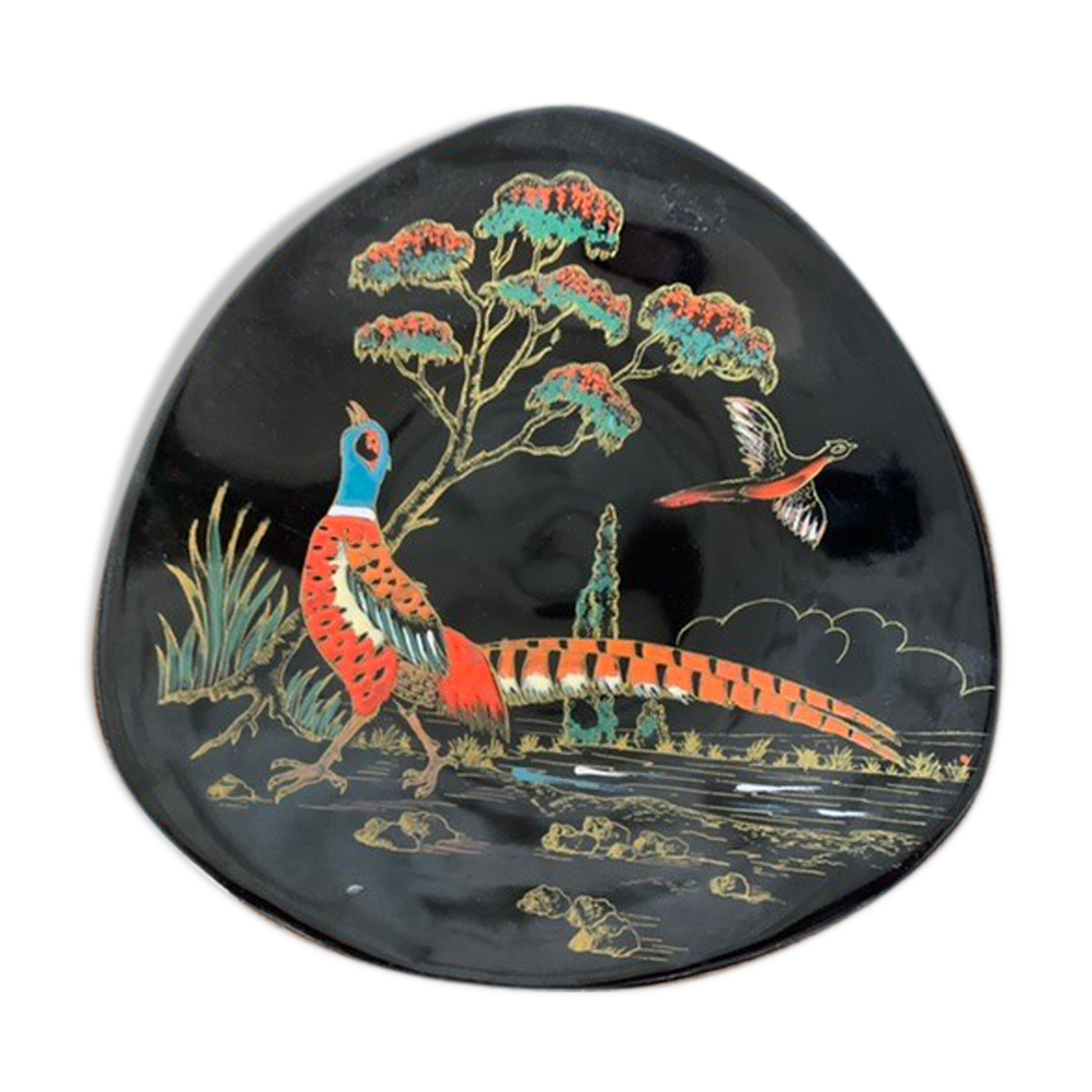 Longwy collection plate the chinese pheasant decorated vintage and numbered hand