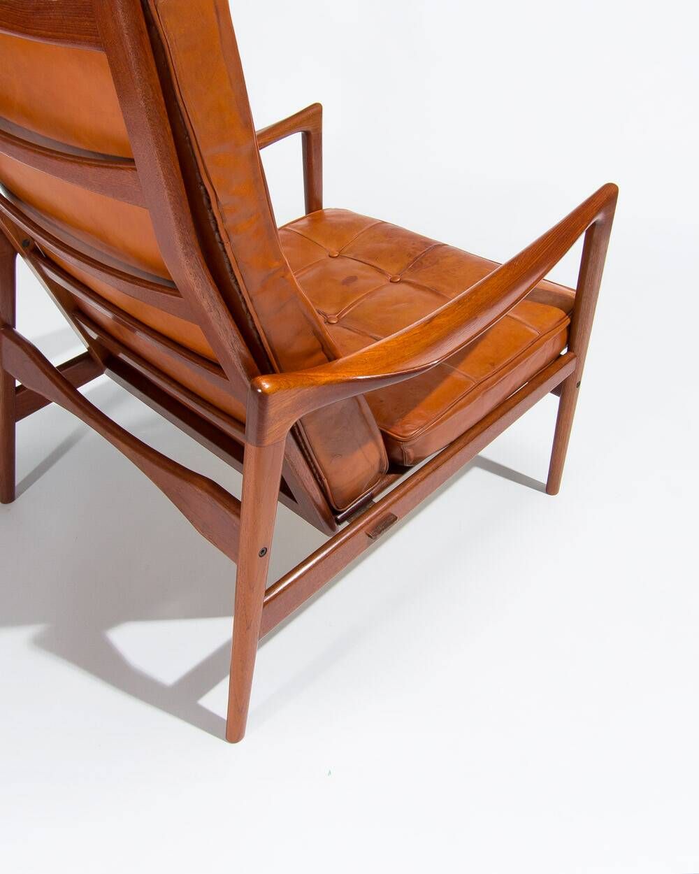 Ib Kofod Larsen Teak and Leather Lounge Chair, Swedish 1950s