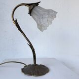 Art nouveau brass swan neck lamp