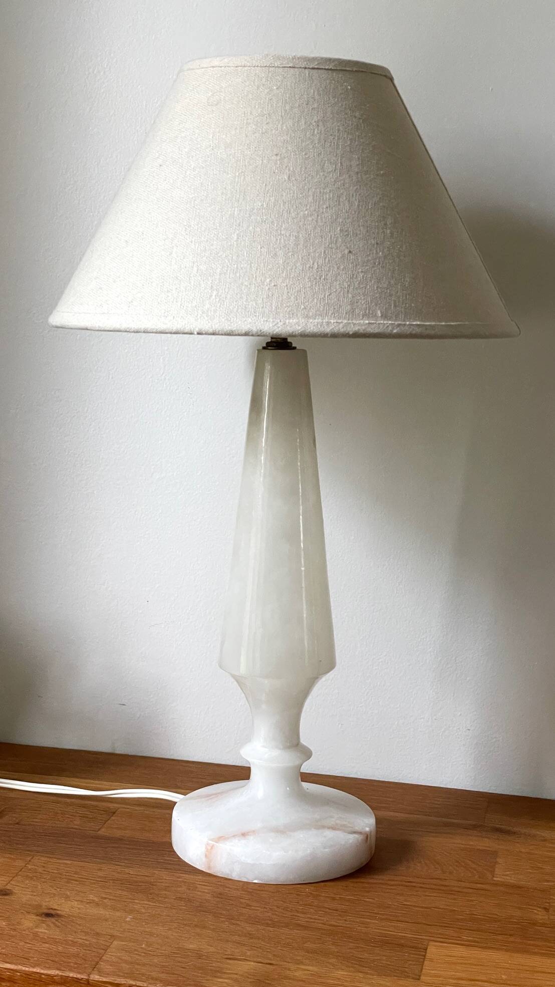 Vintage geometric alabaster stone lamp