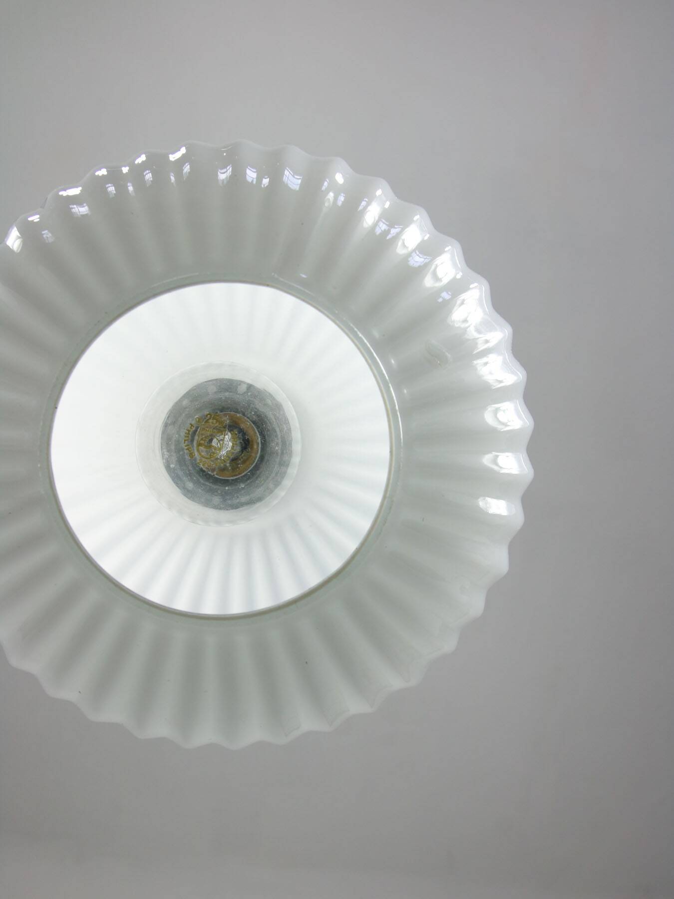 Vintage Opaline & Brass Pendant Lamp