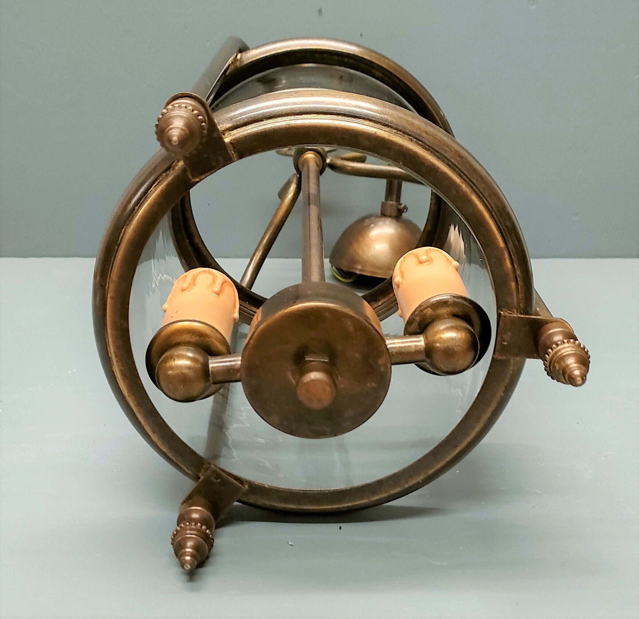 Patinated brass cage lantern, Louis XVI style, 70, France