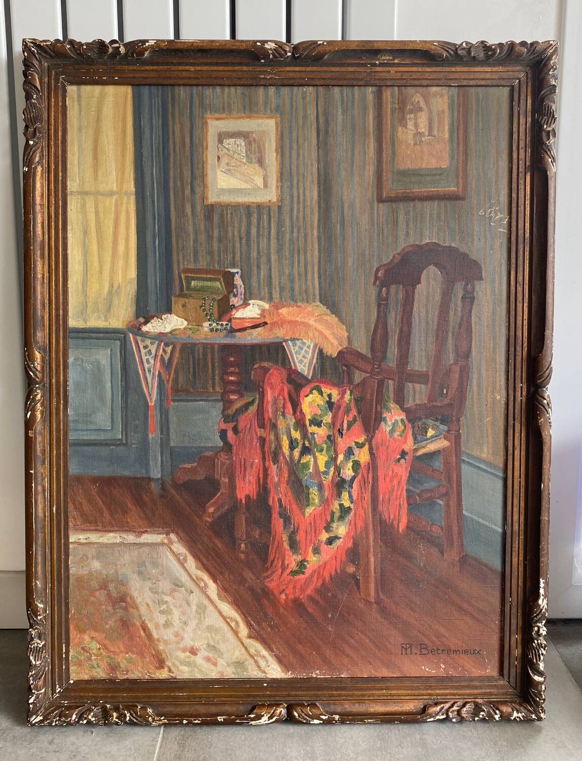 Oil on canvas inside the shawl