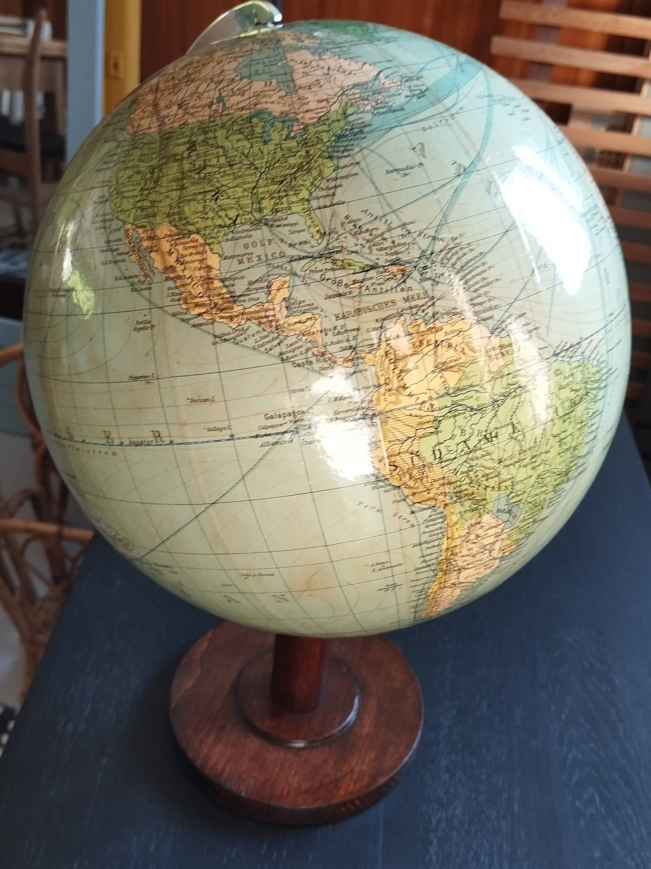 Vintage terrestrial globe Columbus from the 1950s.
