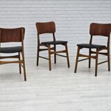 1960s, Danish design by Ib Kofod Larsen, set of 3 dining chairs model 62.