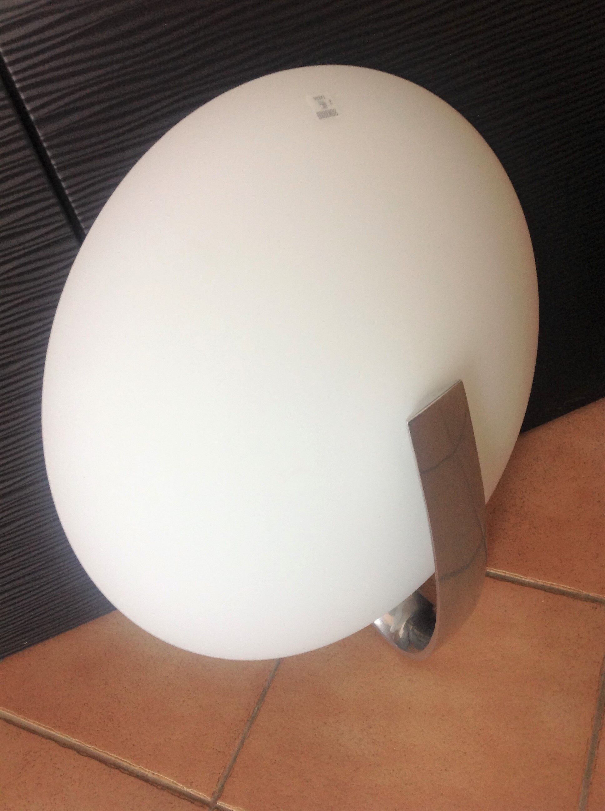 Circular frosted glass wall lamp and aluminum headband by Vetri Murano, vintage 70s-80s