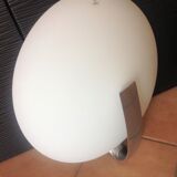 Circular frosted glass wall lamp and aluminum headband by Vetri Murano, vintage 70s-80s