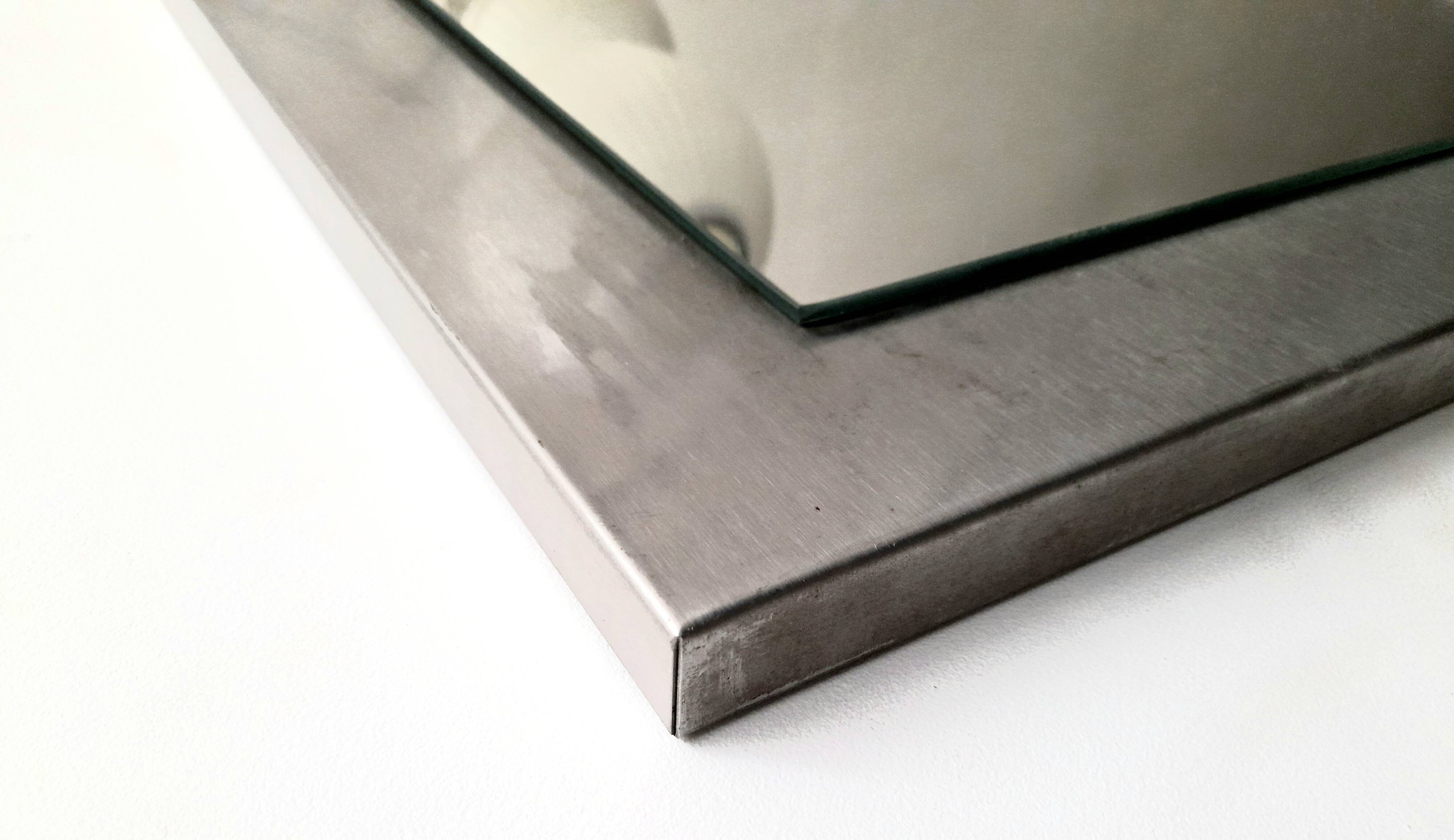 Vintage 90s rectangular bent/brushed aluminum mirror